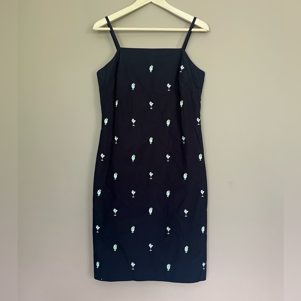 {Brooks Brothers 346} Sleeveless Embroidered Cocktail Sheath Dress in Black - 4
